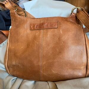 Cognac Leather Shoulder Bag - Tan Brown